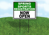 SPORTS REGISTRATION GREEN WHITE SPRING Yard Sign with Stand LAWN SIGN