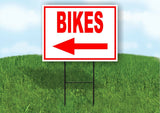 BIKES LEFT arrow red Yard Sign Road with Stand LAWN SIGN Single sided