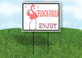 FLOCKTAILS ENJOY FLAMINGO PINK Yard Sign with Stand LAWN SIGN