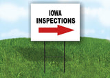 INSPECTIONS RIGHT ARROW RED_ IOWA Yard Sign with Stand LAWN SIGN