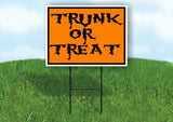 CREEPY TRUNK OR TREAT ORANGE Yard Sign with Stand LAWN SIGN