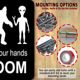FUNNY BATHROOM WHATEVER JUST WASH YOUR HANDS BIGFOOT ALIEN SIGN