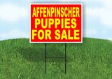 Affenpinscher PUPPIES FOR SALE YELLOW RED Yard Sign Road with Stand LAWN SIGN