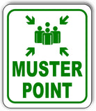 MUSTER POINT HERE green SAFTY STATION Aluminum Composite Sign
