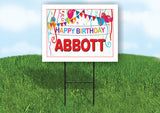 ABBOTT HAPPY BIRTHDAY BALLOONS 18 in x 24 in Yard Sign Road Sign with Stand
