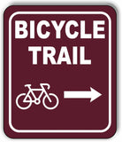 BICYCLE TRAIL DIRECTIONAL RIGHT ARROW CAMPING Metal Aluminum composite sign