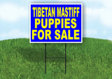 Tibetan Mastiff PUPPIES FOR SALE YELLOW BLUE Yard Sign Road with Stand LAWN SIGN