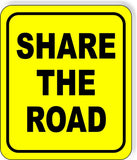 Share The Road Metal Aluminum Composite Safety Sign Bright Yellow bike