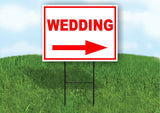 WEDDING RIGHT arrow red Yard Sign Road with Stand LAWN SIGN Single sided