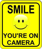 Friendly Smile your on camera surveillance camera metal outdoor sign long-last
