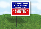 ANNETTE THANK YOU SERVICE 18 in x 24 in Yard Sign Road Sign with Stand