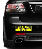SET of 3 Maximum Speed of this Vehicle 55 M.P.H car MAGNET Bumper Sticker yellow
