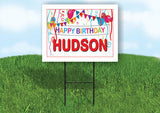 HUDSON HAPPY BIRTHDAY BALLOONS 18 in x 24 in Yard Sign Road Sign with Stand