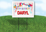 DARYL HAPPY BIRTHDAY BALLOONS 18 in x 24 in Yard Sign Road Sign with Stand