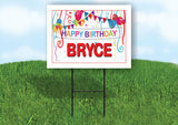 BRYCE HAPPY BIRTHDAY BALLOONS 18 in x 24 in Yard Sign Road Sign with Stand