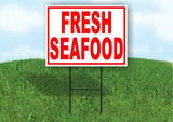 FRESH Seafood RED Yard Sign ROAD SIGN with Stand LAWN POSTER