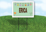 ERICA WELCOME BABY GREEN  18 in x 24 in Yard Sign Road Sign with Stand
