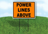 Power Lines Above Construction ORANGE BLACK Yard Sign Road with Stand LAWN SIGN