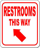 RESTROOMS THIS WAY DIRECTIONAL RED 8 Arrow Variations Aluminum composite sign