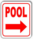 POOL RIGHT ARROW Metal Aluminum Composite Sign