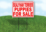 Sealyham Terrier PUPPIES FOR SALE RED Yard Sign Road with Stand LAWN SIGN