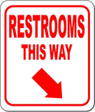 RESTROOMS THIS WAY DIRECTIONAL RED 8 Arrow Variations Aluminum composite sign