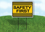 SAFETY FIRST YELLOW BLACK STRIPE Yard Sign with Stand LAWN SIGN