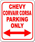 CHEVY CORVAIR CORSA Parking Only Right and Left Arrow Aluminum Composite Sign
