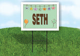 SETH WELCOME BABY GREEN  18 in x 24 in Yard Sign Road Sign with Stand