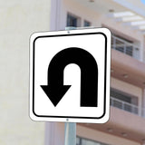 U-Turn left arrow Black metal outdoor sign