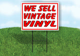 WE SELL VINTAGE VINYL RED Yard Sign with Stand LAWN SIGN