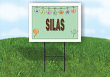 SILAS WELCOME BABY GREEN  18 in x 24 in Yard Sign Road Sign with Stand