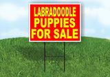 Labradoodle PUPPIES FOR SALE YELLOW RED Yard Sign Road with Stand LAWN SIGN