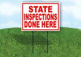STATE INSPECTIONS DONE RED WHITE Yard Sign Road with Stand LAWN SIGN