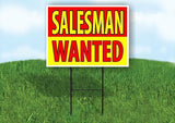 SALESMAN WANTED RED YELLOW Yard Sign Road with Stand LAWN SIGN
