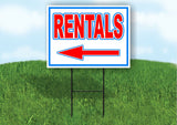 RENTALS left arrow RED WHITE BLUE 18inx24in Yard Road Sign w/  Stand