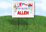 ALLEN HAPPY BIRTHDAY BALLOONS 18 in x 24 in Yard Sign Road Sign with Stand
