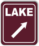 LAKE DIRECTIONAL 45 DEGREES UP RIGHT ARROW CAMPING Aluminum composite sign
