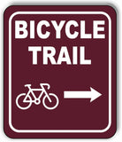 BICYCLE TRAIL DIRECTIONAL RIGHT ARROW CAMPING Metal Aluminum composite sign
