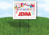 JENNA HAPPY BIRTHDAY BALLOONS 18 in x 24 in Yard Sign Road Sign with Stand