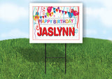 JASLYNN HAPPY BIRTHDAY BALLOONS 18 in x 24 in Yard Sign Road Sign with Stand