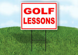 GOLF LESSONS  RED WHITE Yard Sign Road with Stand LAWN SIGN