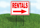 RENTALS RIGHT arrow red Yard Sign Road w Stand LAWN SIGN Single sided