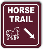 HORSE TRAIL DIRECTIONAL 45 DEGREES DOWN RIGHT ARROW Aluminum composite sign