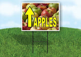 APPLES STRAIGHT ARROW W YELLOW LETTERS APPLE Yard Sign with Stand LAWN SIGN