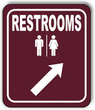 RESTROOMS DIRECTIONAL 45 DEGREES UP RIGHT ARROW CAMPING Aluminum composite sign