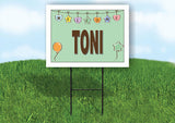 TONI WELCOME BABY GREEN  18 in x 24 in Yard Sign Road Sign with Stand