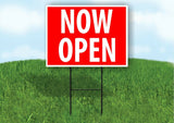 NOW OPEN RED Plastic Yard Sign ROAD SIGN with Stand
