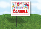 DARRELL HAPPY BIRTHDAY BALLOONS 18 in x 24 in Yard Sign Road Sign with Stand