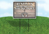 JESUS REASON FOR SEASON WOOD AND NATIVITY Yard Sign with Stand LAWN SIGN
